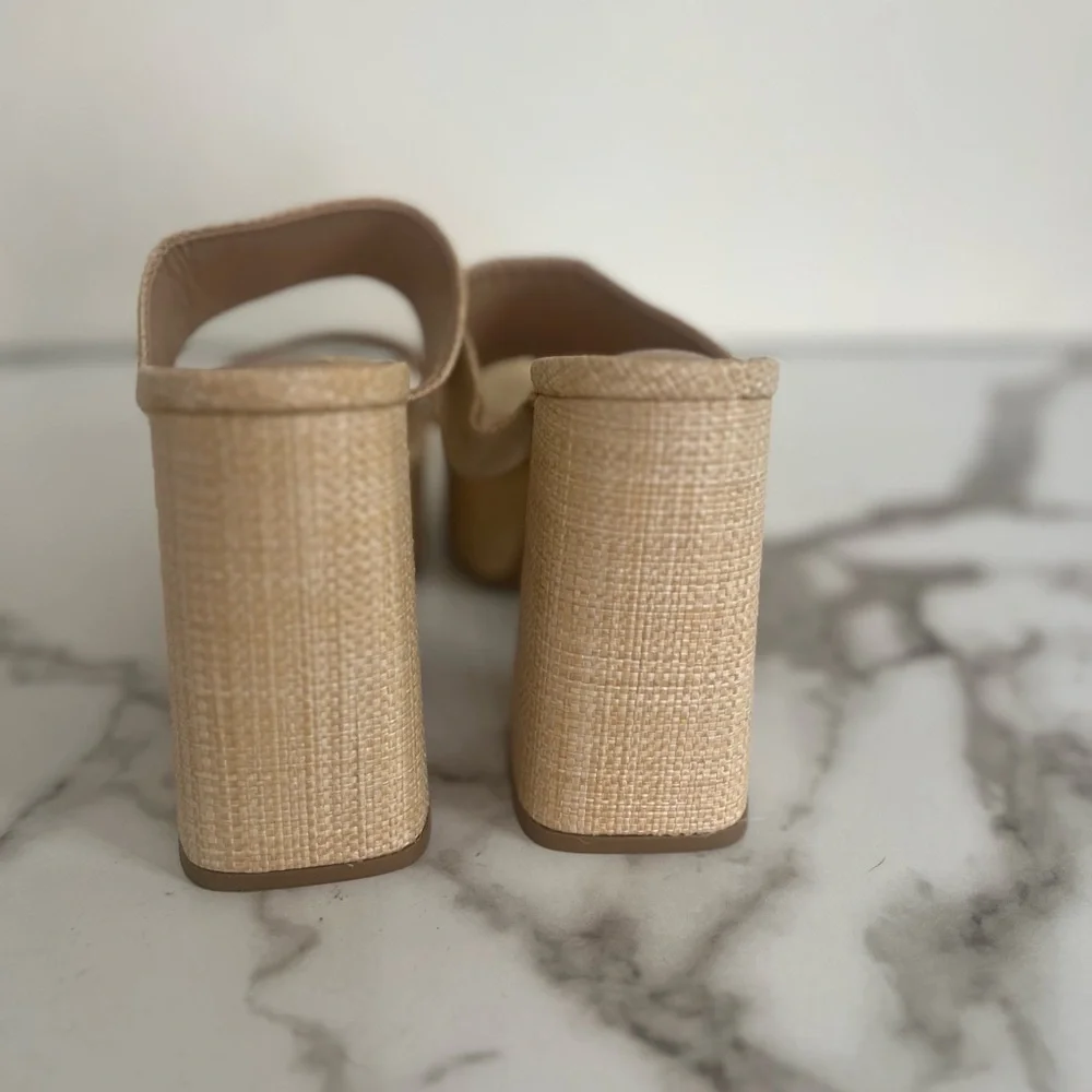 SHEIN Beige Woven Platform Block Heel Sandals - Picture 2 of 7